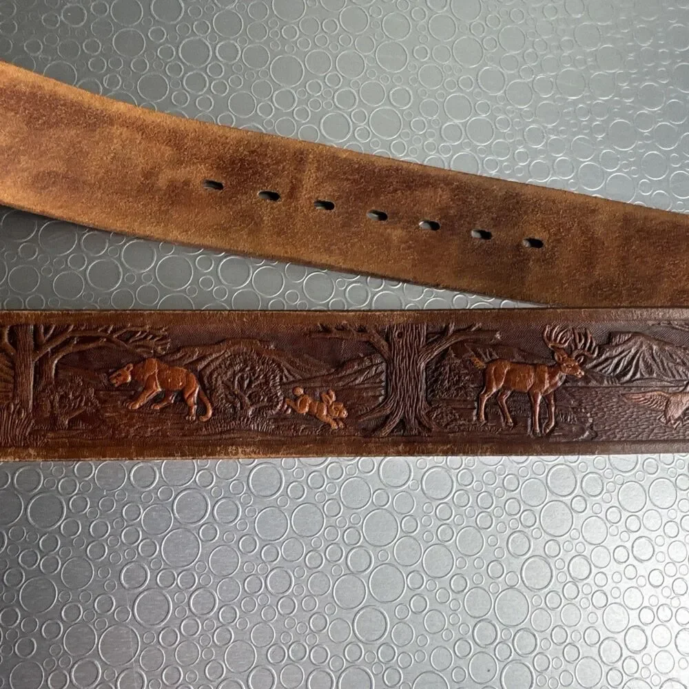 Vtg Chambers Belt Co Grand Teton National Park Tooled Leather 40 Gorpcore Brown